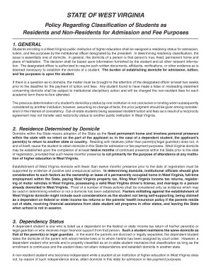 West Virginia Resident Student Application