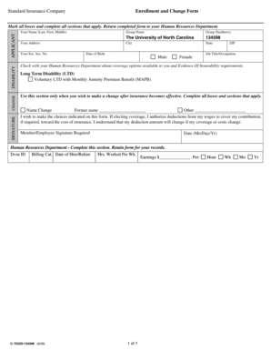 Standard Insurance Enrollment Form