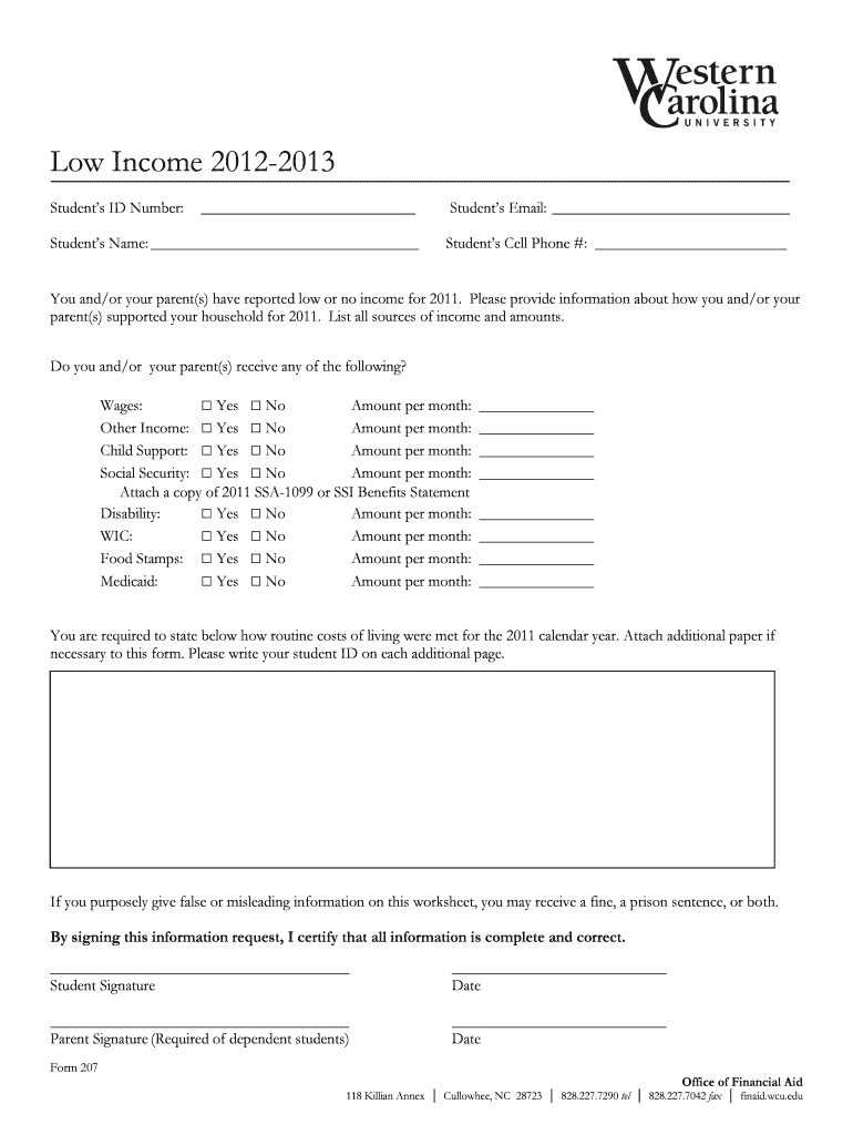 Low Income 2012-2013 - wcu Preview on Page 1