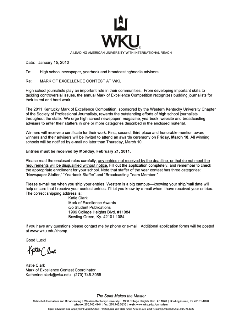 A LEADING AMERICAN UNIVERSITY WITH INTERNATIONAL REACH Date: January 15, 2010 To: High school newspa Preview on Page 1