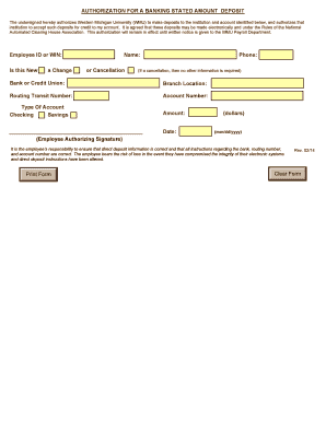 Authorization for Banking Deposit