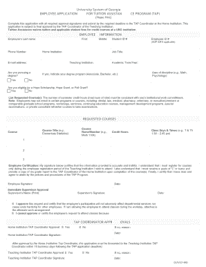 University System of Georgia Employee Tuition Assistance Program Application