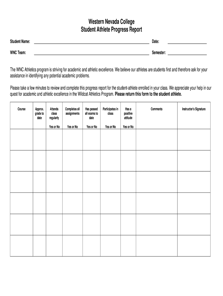 Athlete Progress Report Template - Fill Online, Printable For Educational Progress Report Template