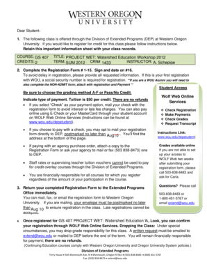 Western Oregon University Registration Form