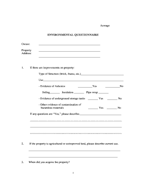 Environmental Questionnaire