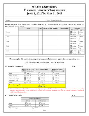 Wilkes University Flexible Benefits Worksheet