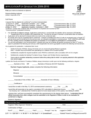 APPLICATION FOR GRADUATION - William Jessup University - jessup