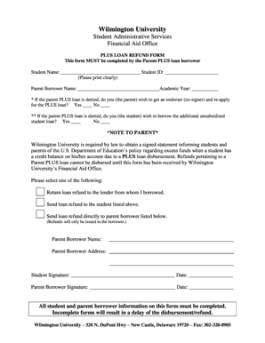 PLUS Loan Refund Form