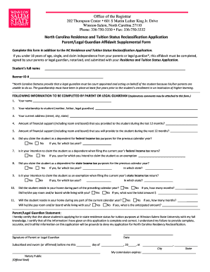 North Carolina Residence and Tuition Status Reclassification Application