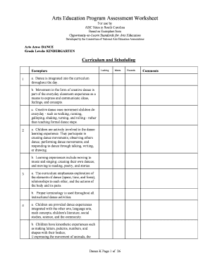 Arts Education Program Assessment Worksheet