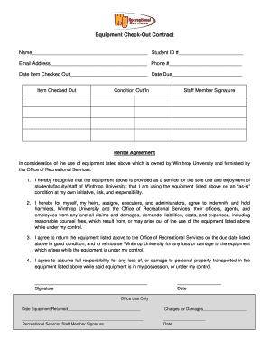 Equipment Check-Out Contract