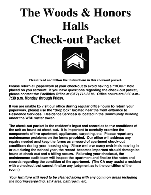 The Woods & Honors Halls Check-out Packet