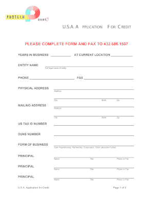 USA Application for Credit