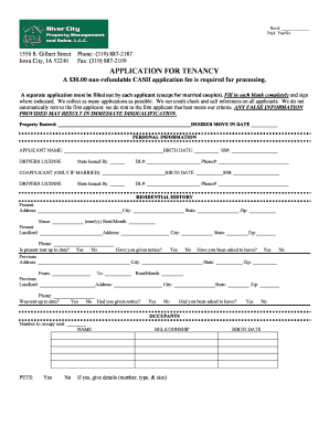 Iowa Tenancy Application Form