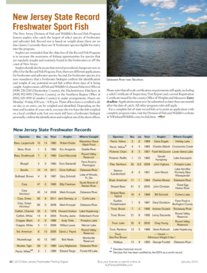 New Jersey Freshwater Sport Fish Record Application