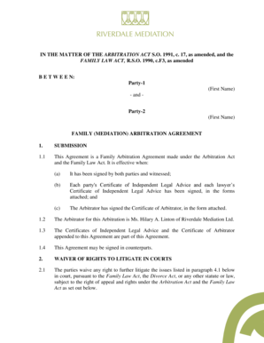 Family Mediation Arbitration Agreement