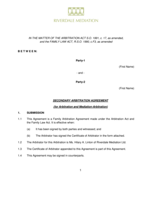 Secondary Arbitration Agreement