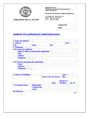 Landlord’s Pre-Application for Capital Improvement