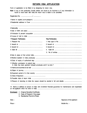 Return Visa Application Form