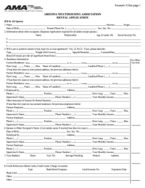 Arizona Rental Application
