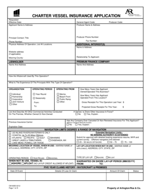 Charter Vessel Insurance Application