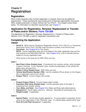 Oregon Vehicle Registration Form 735-268