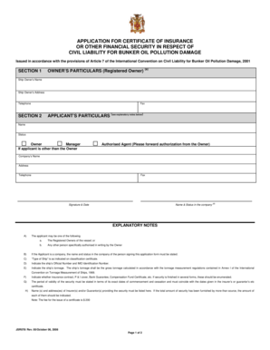 Application for Certificate of Insurance