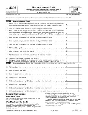 US Federal Mortgage Interest Credit Form 8396