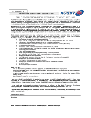 Prohibited Employment Declaration Form