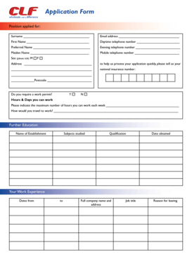 UK Employment Application Form