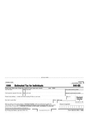 California Form 540-ES 1999