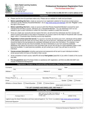 Idaho Professional Development Registration Form
