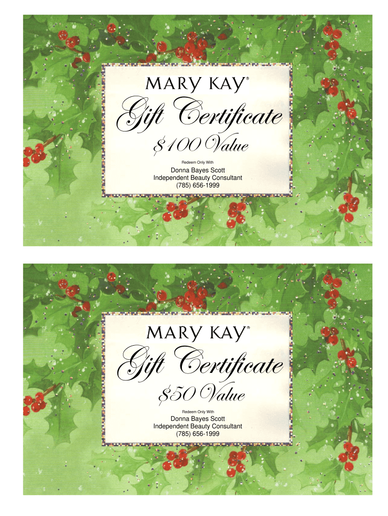 Fillable Online Christmas Gift Certificate--editable Fax Email With Regard To Mary Kay Gift Certificate Template