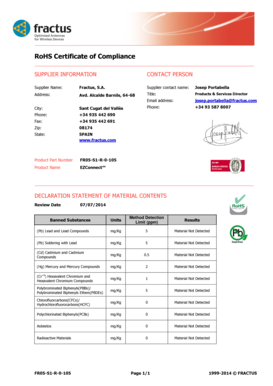 RoHS Certificate of Compliance