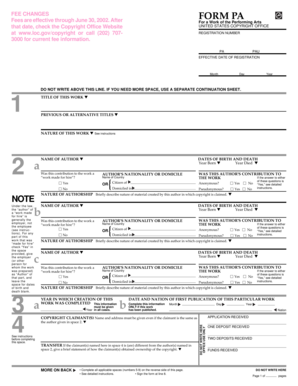 US Copyright Office Form PA