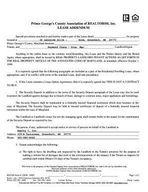 Prince George's County Lease Addendum