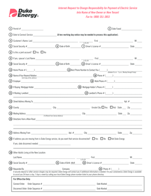 Duke Energy Electric Service Transfer Form