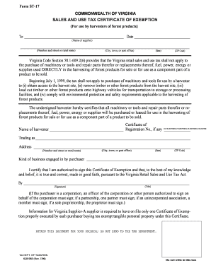 Virginia Sales and Use Tax Exemption Certificate