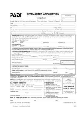 PADI Divemaster Application Form