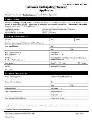 California Participating Physician Application
