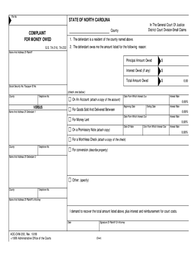 fillable money owed form Preview on Page 1