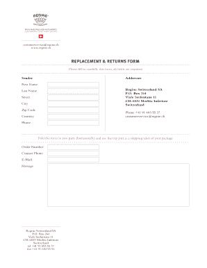 Swiss Replacement & Returns Form