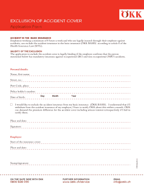 Swiss Accident Cover Exclusion Form
