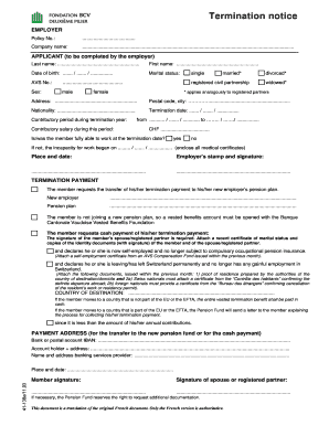 Swiss Termination Notice Form