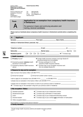 Swiss Health Insurance Exemption Application