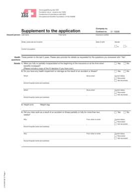 Occupational Benefits Health Application Form