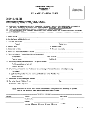 Pakistan Visa Application Form
