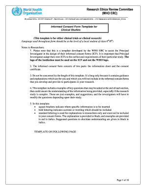 Informed consent form template for clinical studies