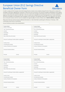 EU Savings Directive Beneficial Owner Form