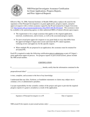 NIH Principal Investigator Assurance Certification